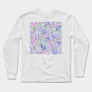 Abstract blue and pink delphinium flower watercolor Long Sleeve T-Shirt